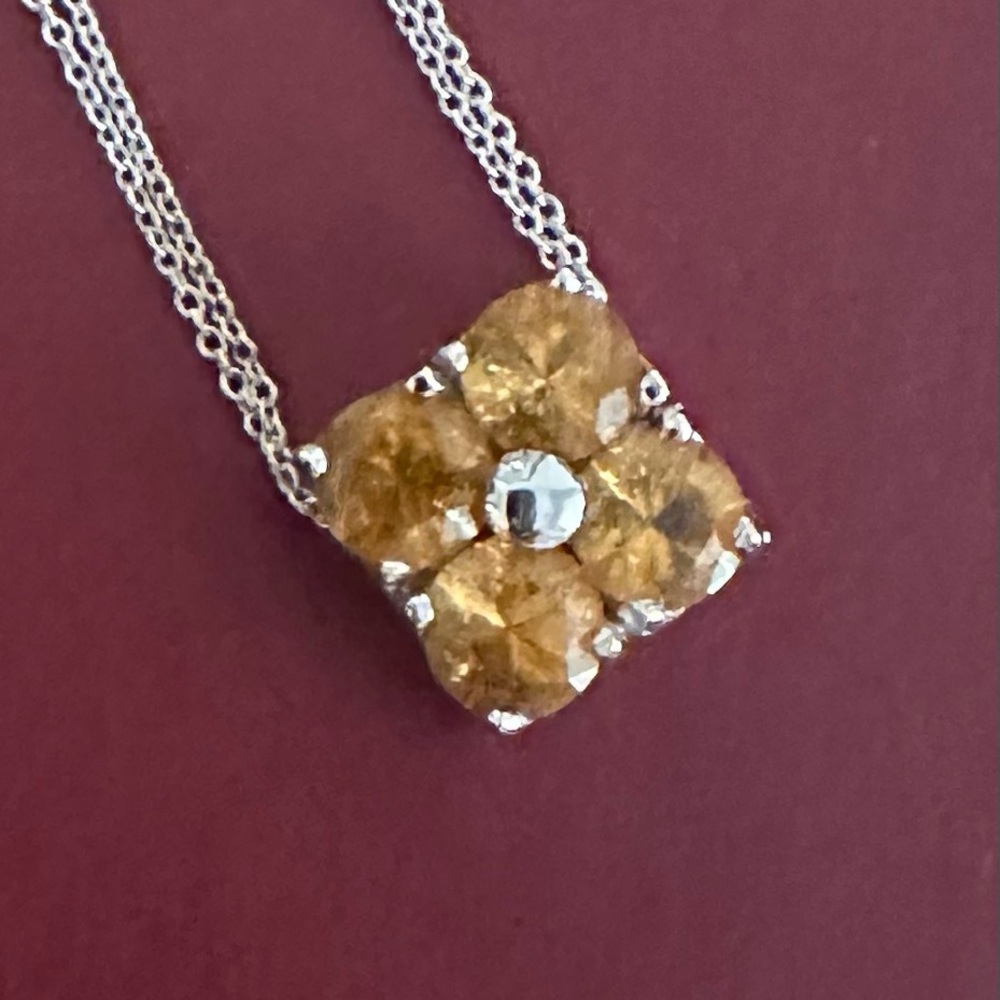 Yellow Floral Cluster Pendant Necklace